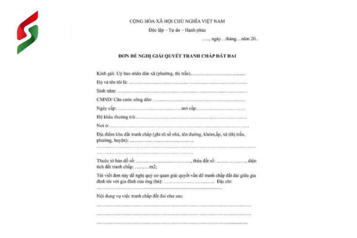 mẫu đơn tranh chấp đất đai