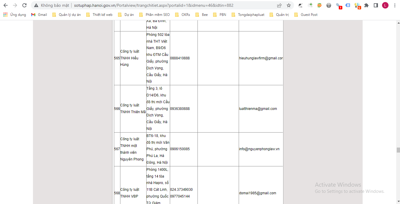 Về Tổng Đài Pháp Luật 5 Danh sách công ty luật, tổ chức hành nghề luật sư trên địa bàn TP Hà Nội do Sở Tư Pháp Hà Nội thống kê