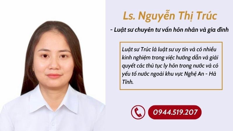 Luật sư Nguyễn Thị Trúc - Luật sư giỏi lĩnh vực hôn nhân gia đình tại Nghệ An