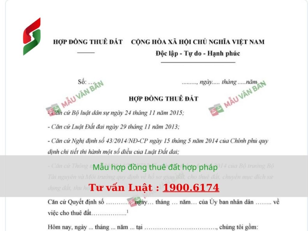Mẫu hợp đồng thuê đất hợp pháp
