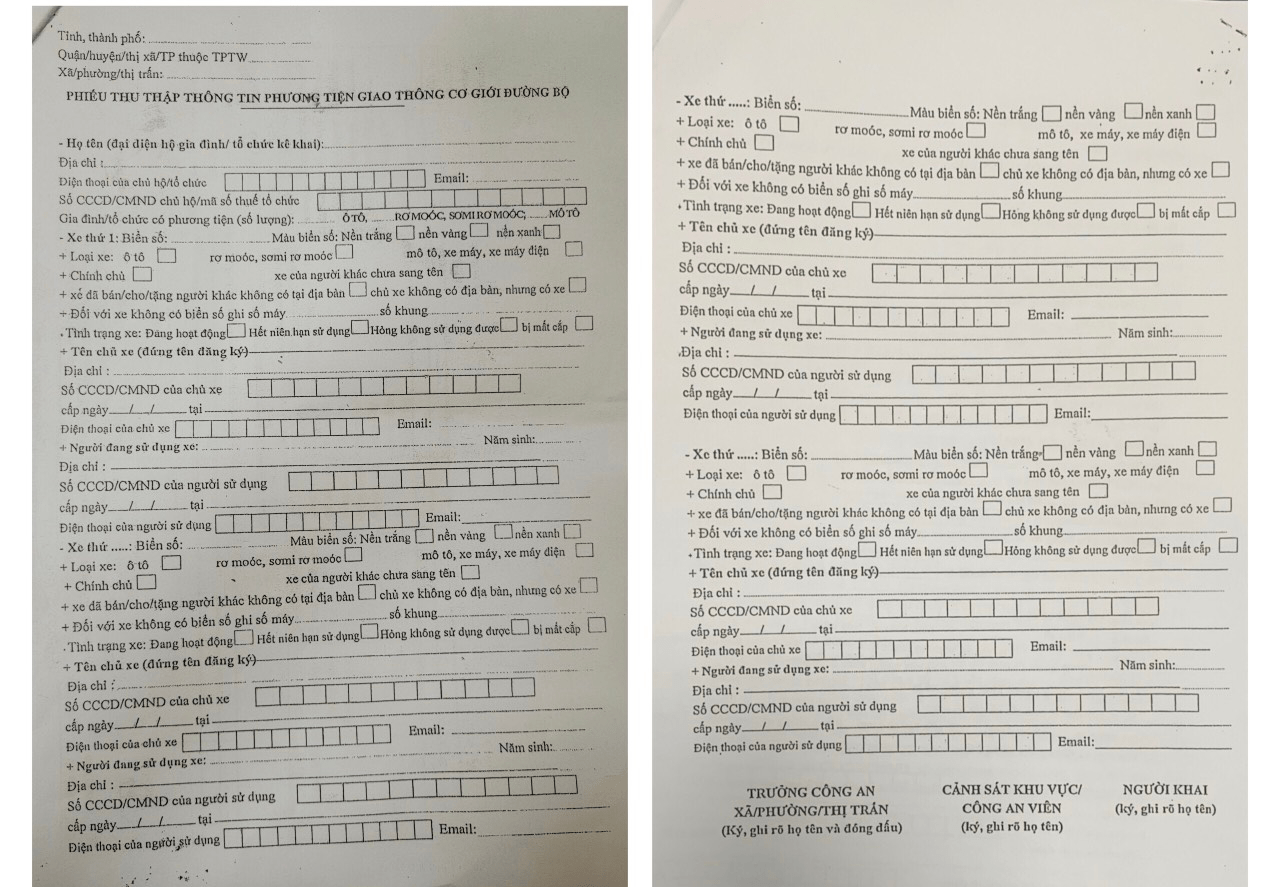 Kê khai phương tiện giao thông đường bộ để làm gì? Mẫu phiếu kê khai, hồ sơ kê khai mới nhất 3 phieu-thu-thap-thong-tin-phuong-tien-giao-thong-duong-bo